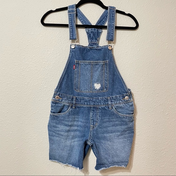 Levi's Other - Levi’s Denim Shortall Overall Shorts Girls 14 EUC